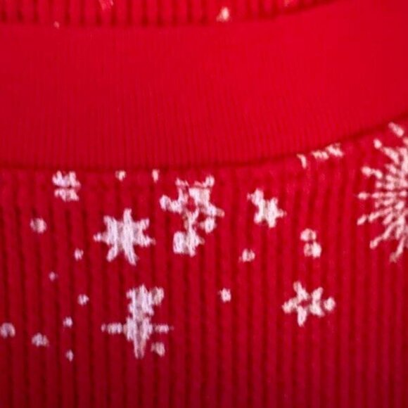 Victoria’s Secret Thermal Knit Pajama Set Large Long Red White Snow NWT - Picture 4 of 5